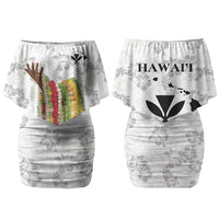 Hawaii Lei Kamehameha Couples Matching Off Shoulder Short Dress and Long Sleeve Button Shirt Ke'oke'o Seamless Pattern Hibiscus Flower LT9 - Polynesian Pride