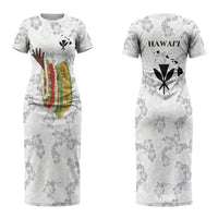 Hawaii Lei Kamehameha Couples Matching Short Sleeve Bodycon Dress and Hawaiian Shirt Ke'oke'o Seamless Pattern Hibiscus Flower LT9 - Polynesian Pride