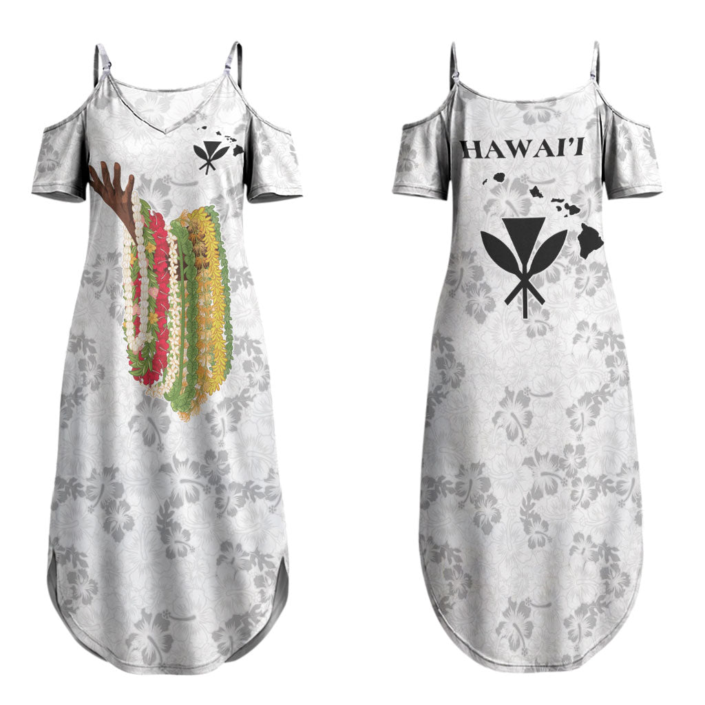 Hawaii Lei Kamehameha Couples Matching Summer Maxi Dress and Long Sleeve Button Shirt Ke'oke'o Seamless Pattern Hibiscus Flower LT9 - Polynesian Pride