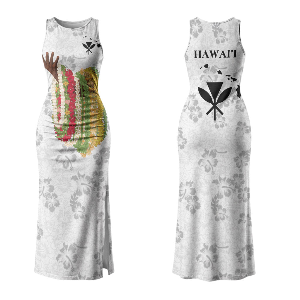 Hawaii Lei Kamehameha Couples Matching Tank Maxi Dress and Long Sleeve Button Shirt Ke'oke'o Seamless Pattern Hibiscus Flower LT9 - Polynesian Pride