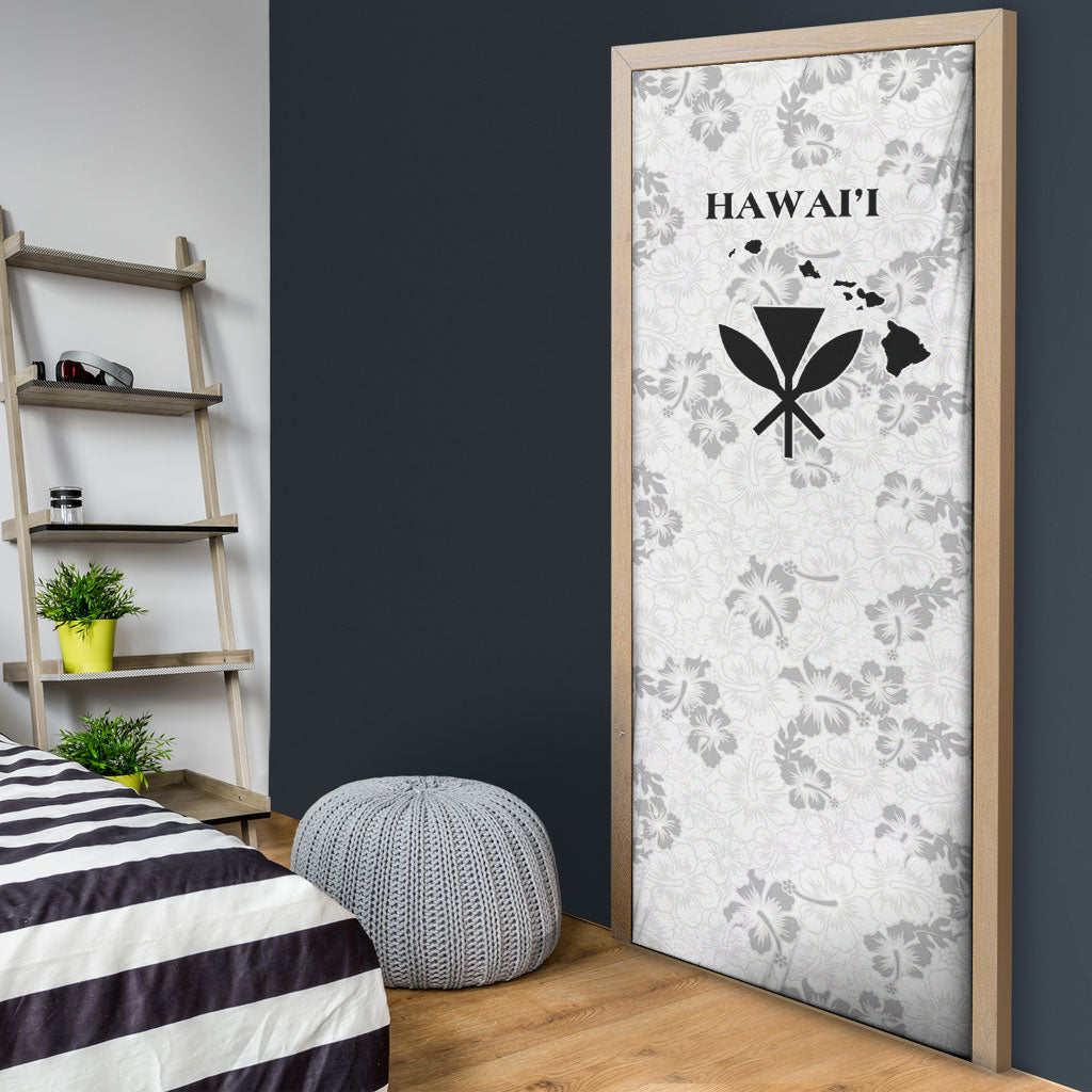 Hawaii Lei Kamehameha Door Cover Ke'oke'o Seamless Pattern Hibiscus Flower LT9 - Polynesian Pride