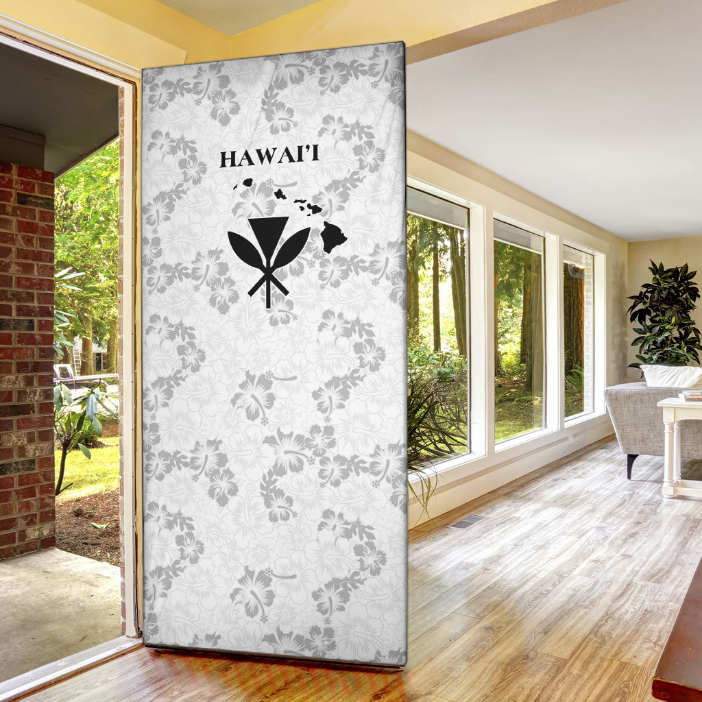 Hawaii Lei Kamehameha Door Cover Ke'oke'o Seamless Pattern Hibiscus Flower LT9 - Polynesian Pride