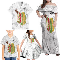 Hawaii Lei Kamehameha Family Matching Off Shoulder Maxi Dress and Hawaiian Shirt Ke'oke'o Seamless Pattern Hibiscus Flower