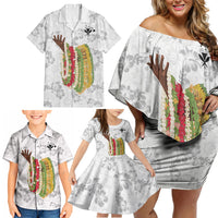 Hawaii Lei Kamehameha Family Matching Off Shoulder Short Dress and Hawaiian Shirt Ke'oke'o Seamless Pattern Hibiscus Flower LT9 - Polynesian Pride