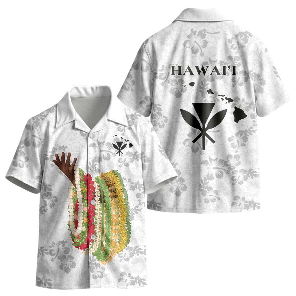 Hawaii Lei Kamehameha Kid Hawaiian Shirt Ke'oke'o Seamless Pattern Hibiscus Flower LT9 - Polynesian Pride