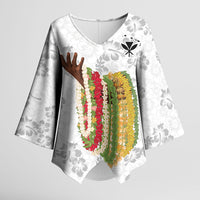 Hawaii Lei Kamehameha Kimono Sleeve Blouse Ke'oke'o Seamless Pattern Hibiscus Flower