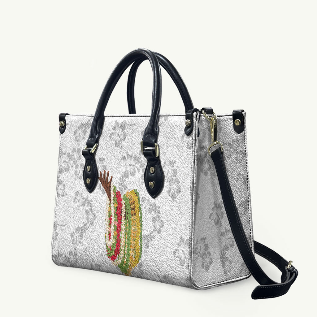 Hawaii Lei Kamehameha Leather Bag Ke'oke'o Seamless Pattern Hibiscus Flower