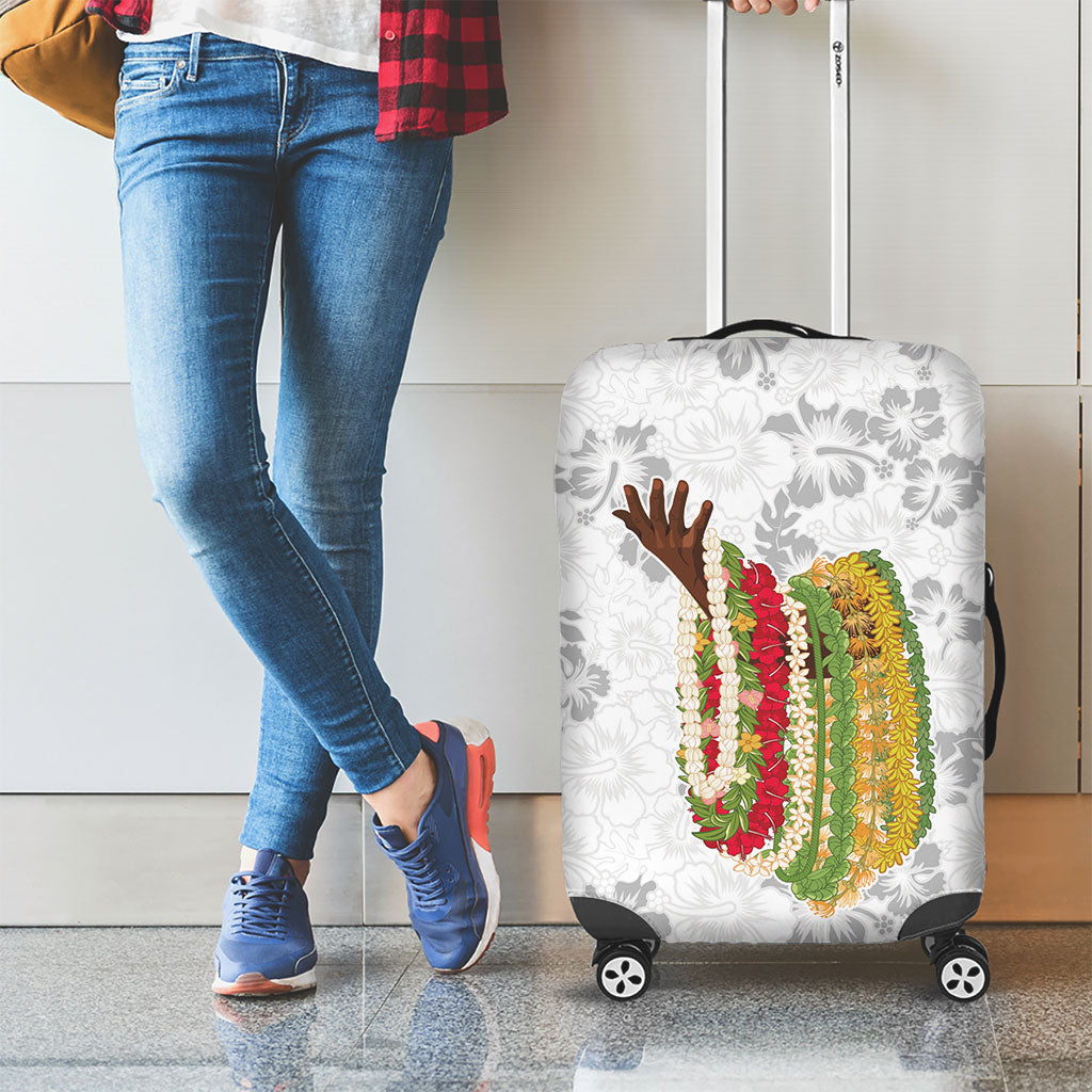 Hawaii Lei Kamehameha Luggage Cover Ke'oke'o Seamless Pattern Hibiscus Flower LT9 - Polynesian Pride