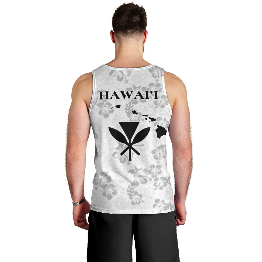 Hawaii Lei Kamehameha Men Tank Top Ke'oke'o Seamless Pattern Hibiscus Flower