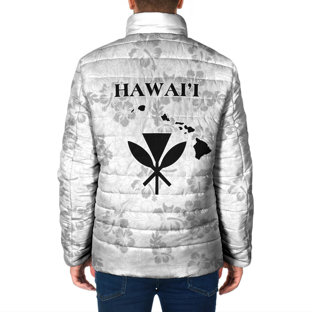 Hawaii Lei Kamehameha Padded Jacket Ke'oke'o Seamless Pattern Hibiscus Flower