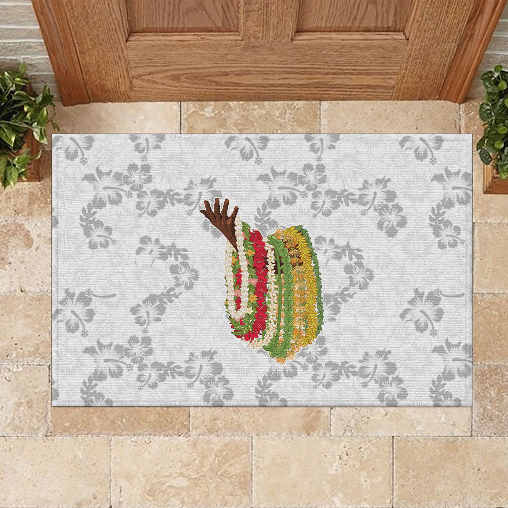 Hawaii Lei Kamehameha Rubber Doormat Ke'oke'o Seamless Pattern Hibiscus Flower