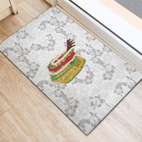 Hawaii Lei Kamehameha Rubber Doormat Ke'oke'o Seamless Pattern Hibiscus Flower