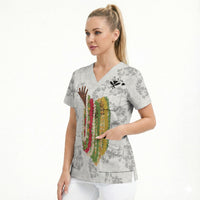 Hawaii Lei Kamehameha Scrub Top Ke'oke'o Seamless Pattern Hibiscus Flower