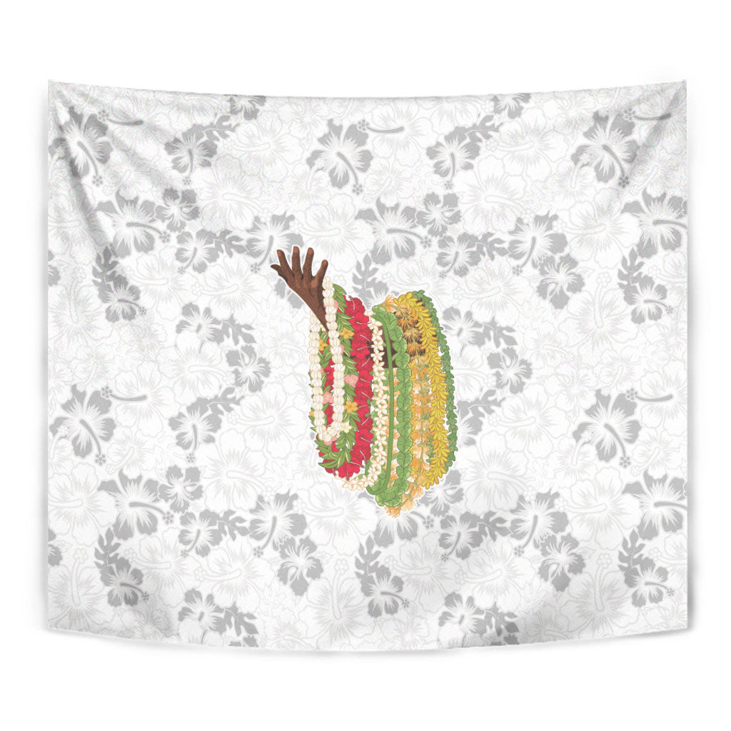 Hawaii Lei Kamehameha Tapestry Ke'oke'o Seamless Pattern Hibiscus Flower