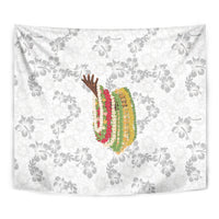 Hawaii Lei Kamehameha Tapestry Ke'oke'o Seamless Pattern Hibiscus Flower