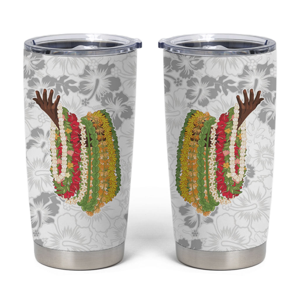 Hawaii Lei Kamehameha Tumbler Cup Ke'oke'o Seamless Pattern Hibiscus Flower LT9 White - Polynesian Pride