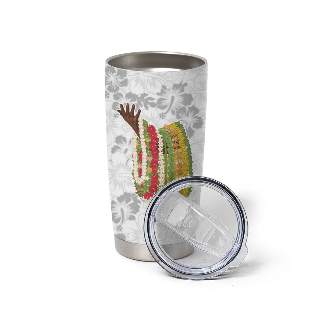 Hawaii Lei Kamehameha Tumbler Cup Ke'oke'o Seamless Pattern Hibiscus Flower LT9 - Polynesian Pride
