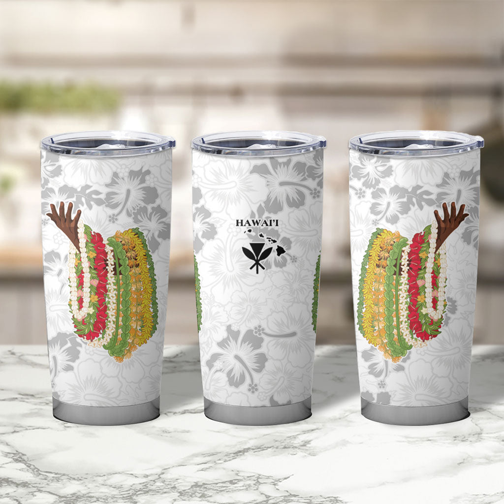Hawaii Lei Kamehameha Tumbler Cup Ke'oke'o Seamless Pattern Hibiscus Flower LT9 - Polynesian Pride