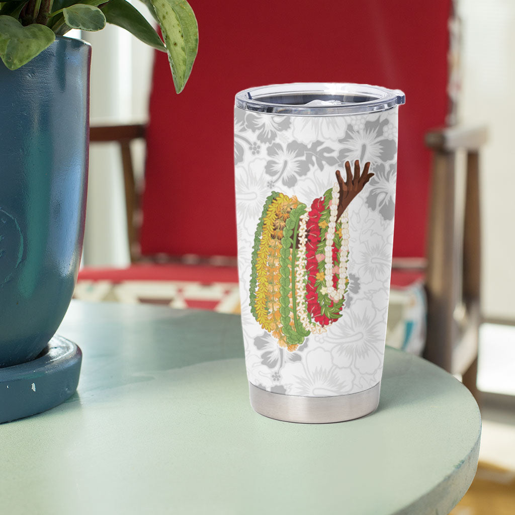Hawaii Lei Kamehameha Tumbler Cup Ke'oke'o Seamless Pattern Hibiscus Flower LT9 - Polynesian Pride