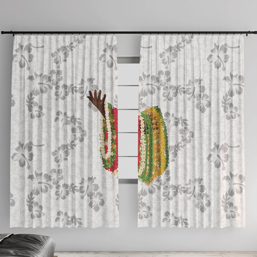 Hawaii Lei Kamehameha Window Curtain Ke'oke'o Seamless Pattern Hibiscus Flower