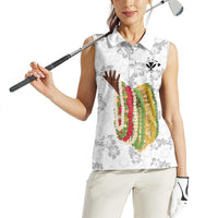 Hawaii Lei Kamehameha Women Sleeveless Polo Shirt Ke'oke'o Seamless Pattern Hibiscus Flower