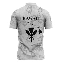 Hawaii Lei Kamehameha Zipper Polo Shirt Ke'oke'o Seamless Pattern Hibiscus Flower