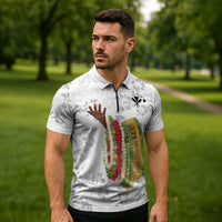 Hawaii Lei Kamehameha Zipper Polo Shirt Ke'oke'o Seamless Pattern Hibiscus Flower