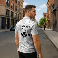 Hawaii Lei Kamehameha Zipper Polo Shirt Ke'oke'o Seamless Pattern Hibiscus Flower
