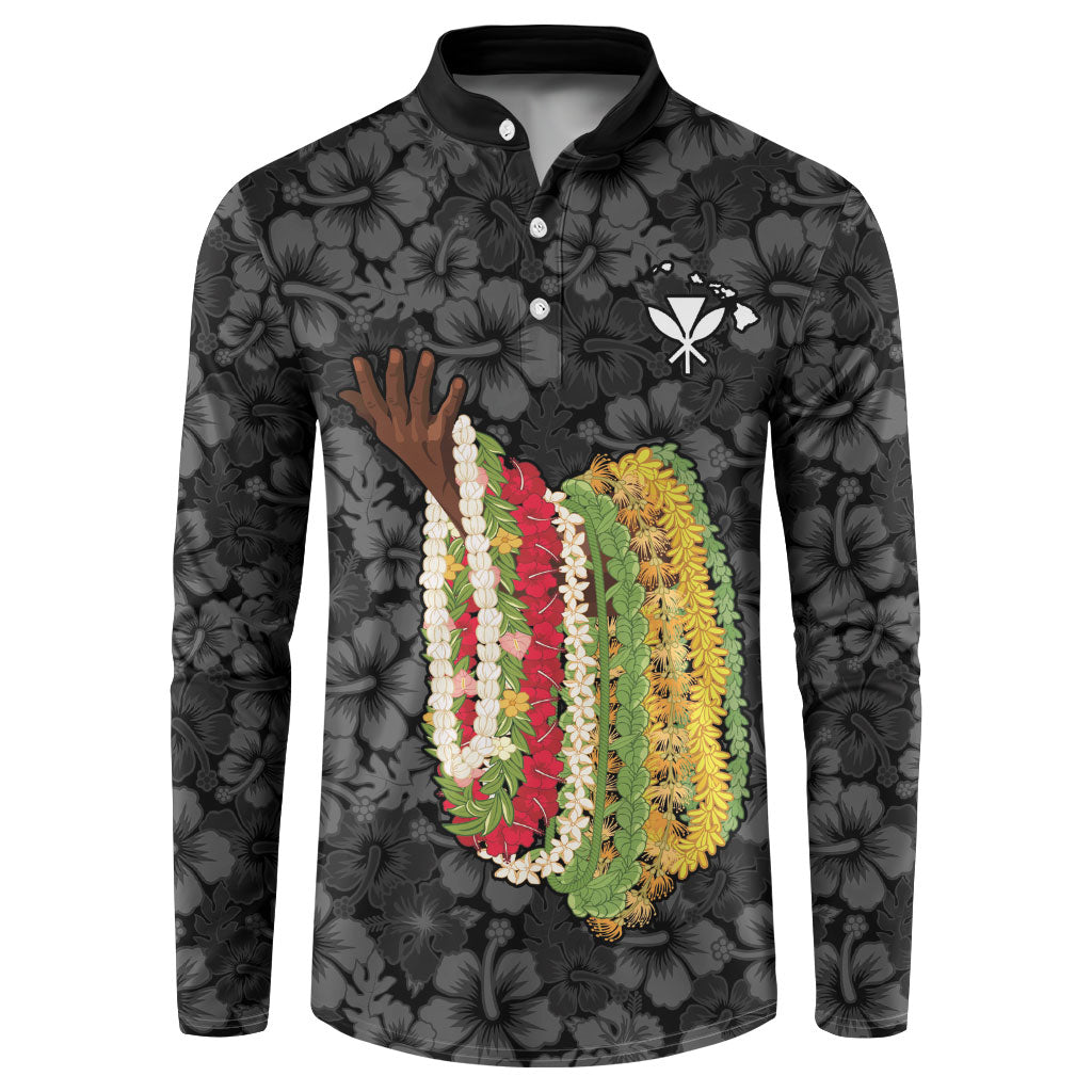 Hawaii Lei Kamehameha Button Sweatshirt Ele'ele Seamless Pattern Hibiscus Flower