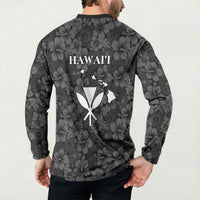 Hawaii Lei Kamehameha Button Sweatshirt Ele'ele Seamless Pattern Hibiscus Flower