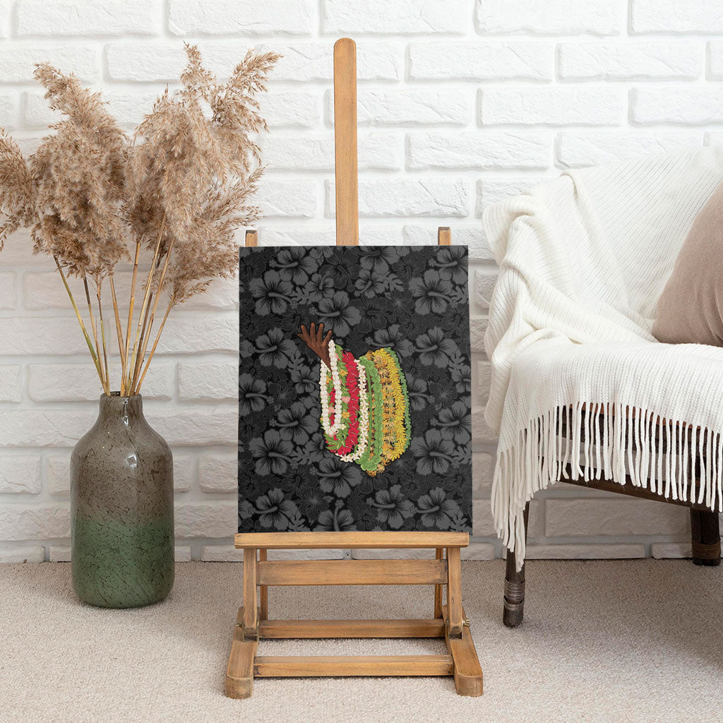Hawaii Lei Kamehameha Canvas Wall Art Ele'ele Seamless Pattern Hibiscus Flower