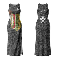 Hawaii Lei Kamehameha Couples Matching Tank Maxi Dress and Long Sleeve Button Shirt Ele'ele Seamless Pattern Hibiscus Flower LT9 - Polynesian Pride