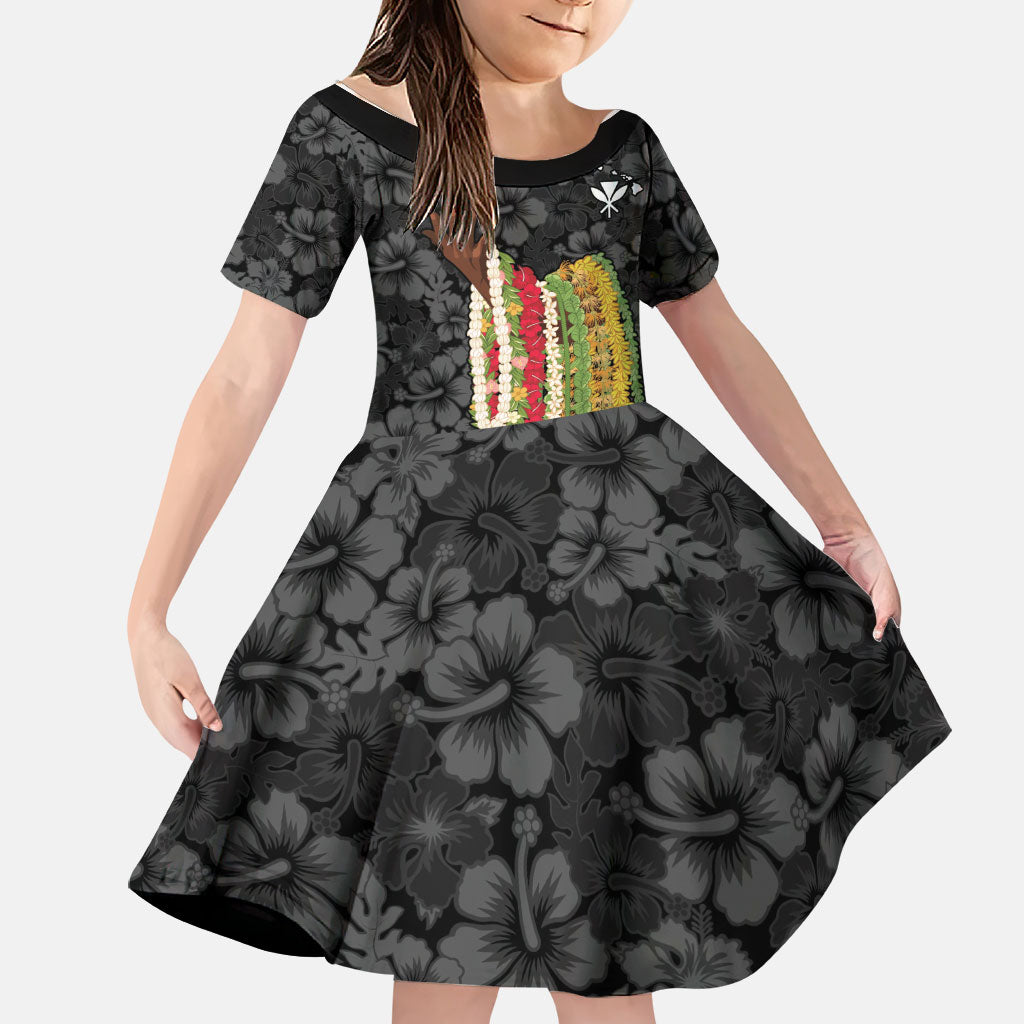Hawaii Lei Kamehameha Family Matching Summer Maxi Dress and Hawaiian Shirt Ele'ele Seamless Pattern Hibiscus Flower