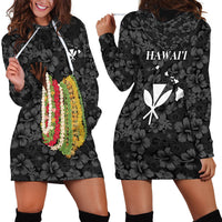 Hawaii Lei Kamehameha Hoodie Dress Ele'ele Seamless Pattern Hibiscus Flower LT9 - Polynesian Pride