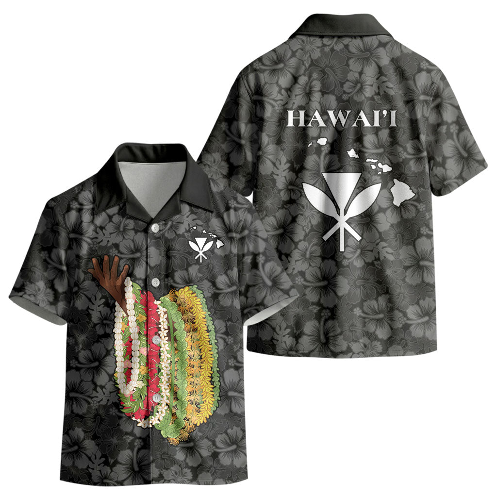 Hawaii Lei Kamehameha Kid Hawaiian Shirt Ele'ele Seamless Pattern Hibiscus Flower LT9 - Polynesian Pride