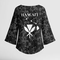 Hawaii Lei Kamehameha Kimono Sleeve Blouse Ele'ele Seamless Pattern Hibiscus Flower