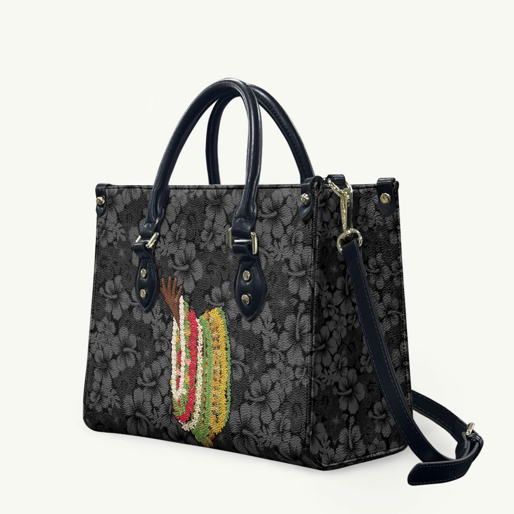 Hawaii Lei Kamehameha Leather Bag Ele'ele Seamless Pattern Hibiscus Flower