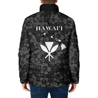 Hawaii Lei Kamehameha Padded Jacket Ele'ele Seamless Pattern Hibiscus Flower