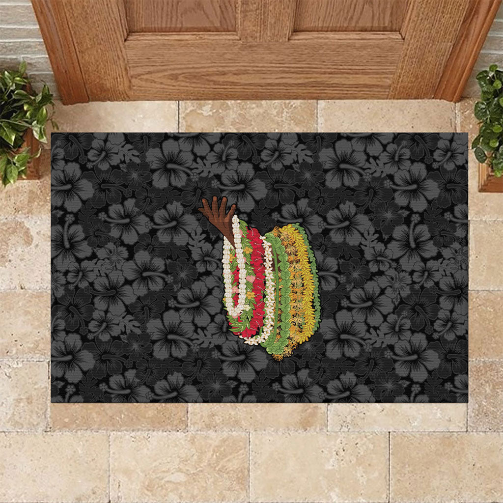 Hawaii Lei Kamehameha Rubber Doormat Ele'ele Seamless Pattern Hibiscus Flower