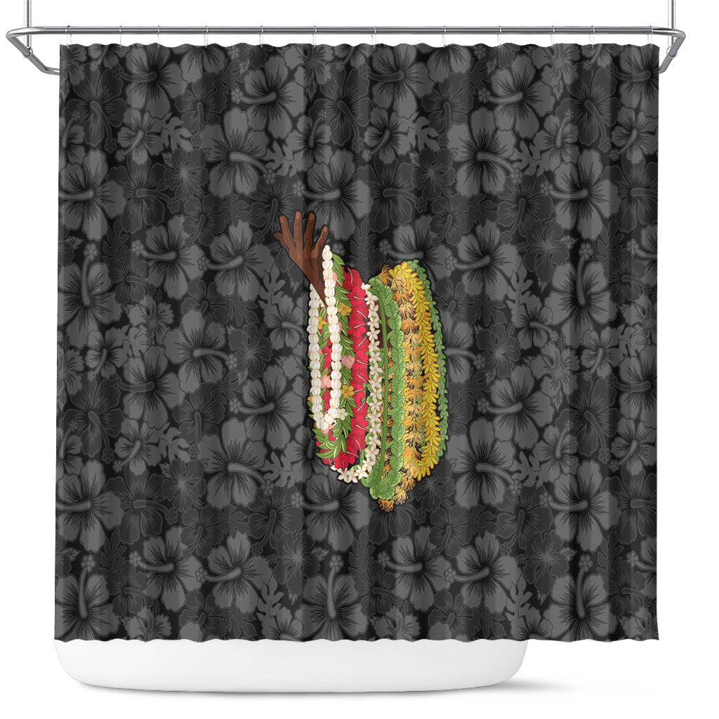 Hawaii Lei Kamehameha Shower Curtain Ele'ele Seamless Pattern Hibiscus Flower