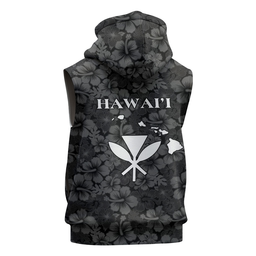 Hawaii Lei Kamehameha Sleeveless Zip Hoodie Ele'ele Seamless Pattern Hibiscus Flower LT9 - Polynesian Pride