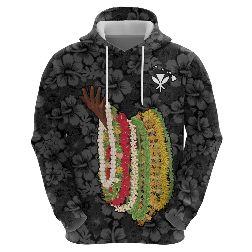 Hawaii Lei Kamehameha Zip Hoodie Ele'ele Seamless Pattern Hibiscus Flower