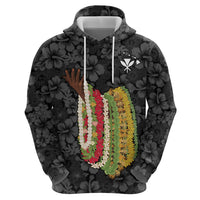 Hawaii Lei Kamehameha Zip Hoodie Ele'ele Seamless Pattern Hibiscus Flower