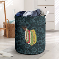 Hawaii Lei Kamehameha Laundry Basket Uliuli Seamless Pattern Hibiscus Flower
