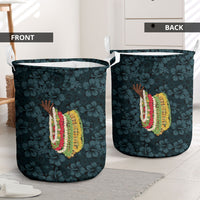 Hawaii Lei Kamehameha Laundry Basket Uliuli Seamless Pattern Hibiscus Flower