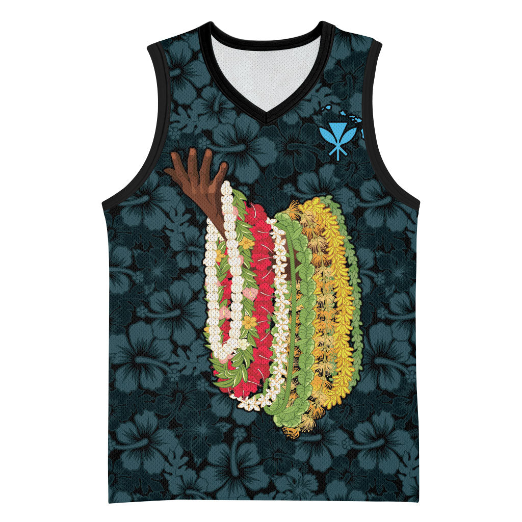 Hawaii Lei Kamehameha Basketball Jersey Uliuli Seamless Pattern Hibiscus Flower
