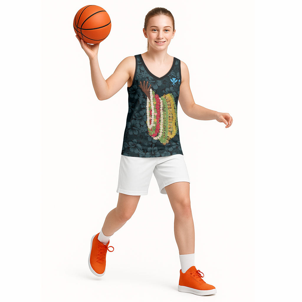 Hawaii Lei Kamehameha Basketball Jersey Uliuli Seamless Pattern Hibiscus Flower