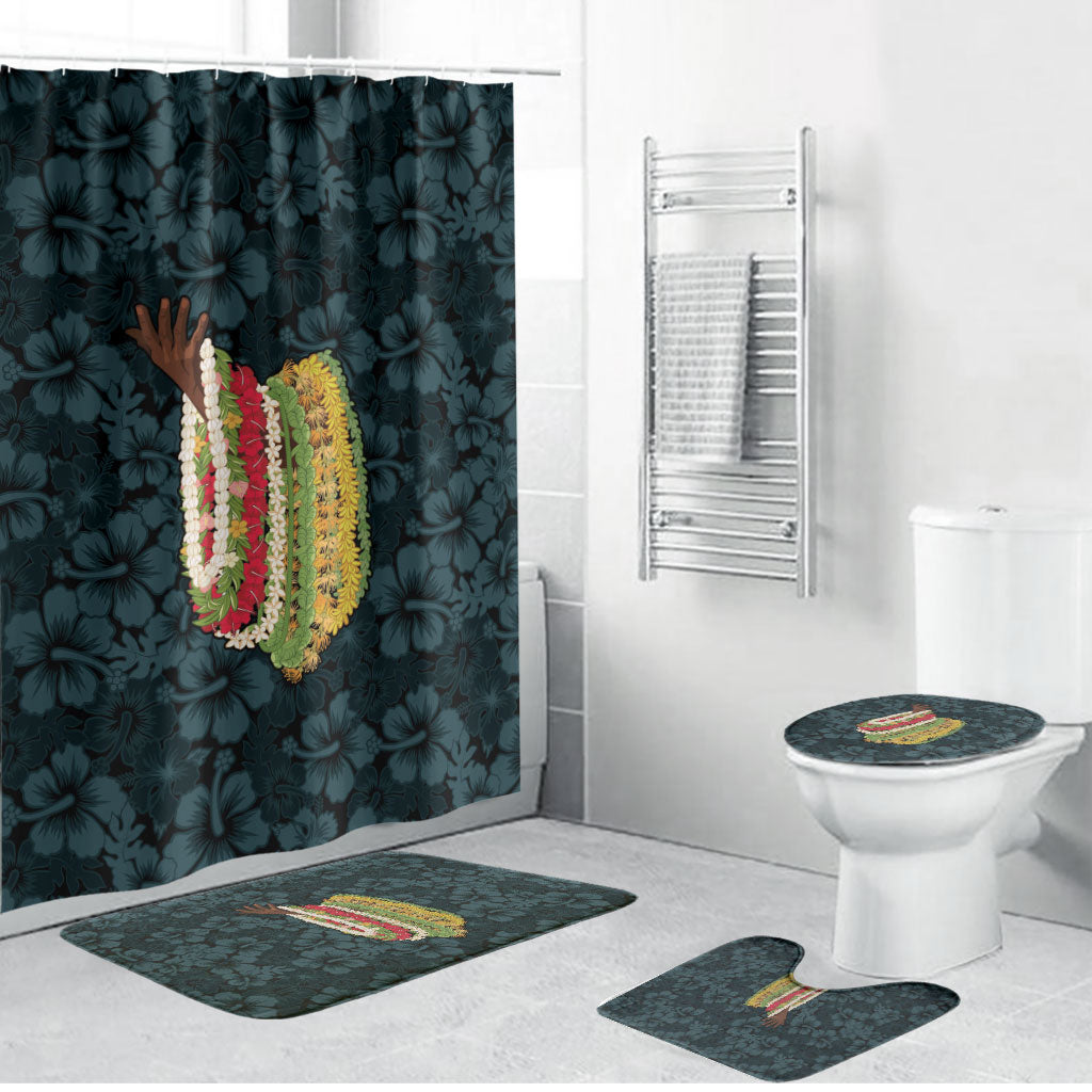 Hawaii Lei Kamehameha Bathroom Set Uliuli Seamless Pattern Hibiscus Flower