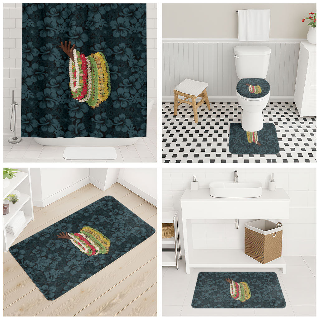 Hawaii Lei Kamehameha Bathroom Set Uliuli Seamless Pattern Hibiscus Flower