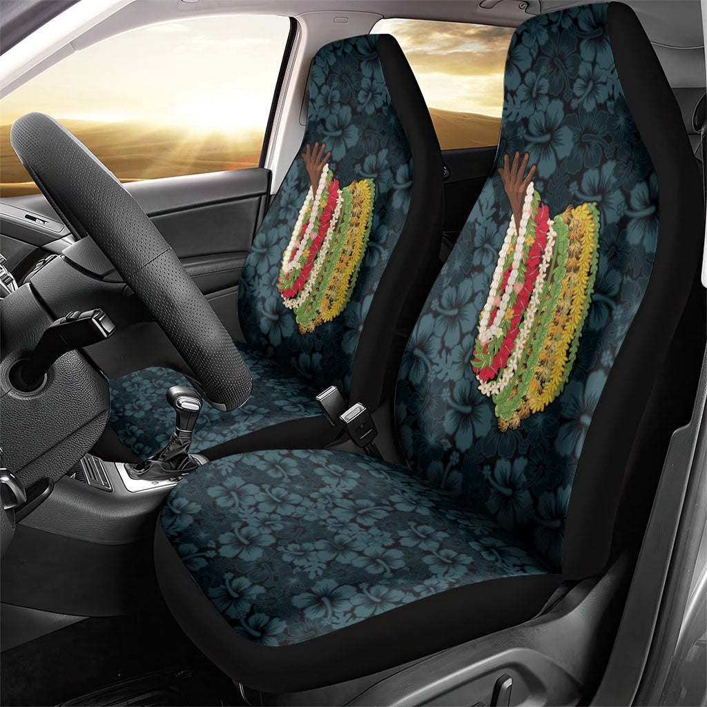 Hawaii Lei Kamehameha Car Seat Cover Uliuli Seamless Pattern Hibiscus Flower